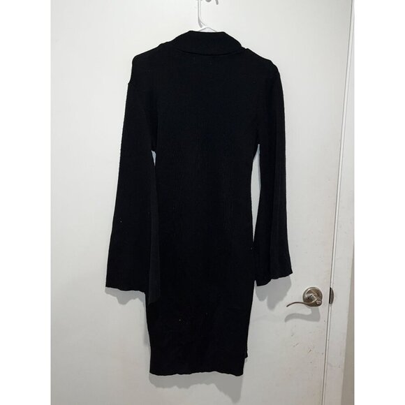 Latiste Black Knit Long-Sleeve Tie Waist Pullover High Neck Women's Dress Size L - Picture 5 of 9